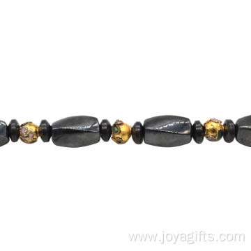 Magnetic Jewelry Hematite Twist Beads Necklace with Cloisonne Beads and Magnetic Twist Beads